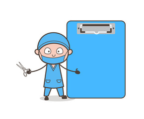 Cartoon Surgeon with Cardboard Vector Illustration