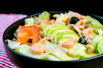 Fresh seafood salad with smoked salmon