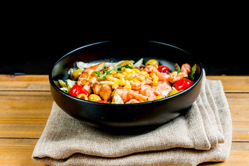 Fresh chicken salad with tomatoes