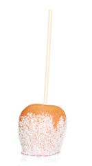 Delicious candy apple on white background
