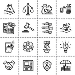 Linear icons set of finance, banking. High quality modern icons suitable for print, website and...