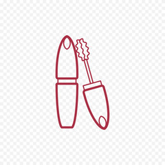 Vector cosmetic mascara thin line icon.