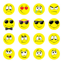 Fototapeta premium Set of Emoticons. Set of Emoji. Smile icons isolated on the white background. Vector illustration.