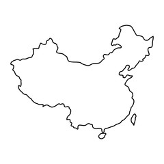 China map of black contour curves of vector illustration
