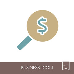 Looking for money. Dollar symbol magnifying glass