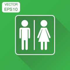 Vector man and woman icon. Business concept people pictogram. Vector illustration on green background with long shadow.