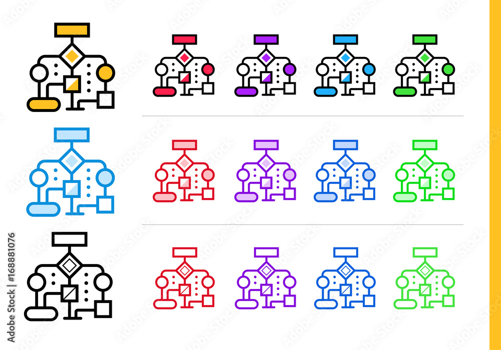 Poster unique linear icons with different color. suitable for banners and other types of design