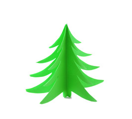 Christmas tree made of paper on white background