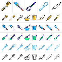 Unique linear icons with different color. Suitable for banners and other types of design