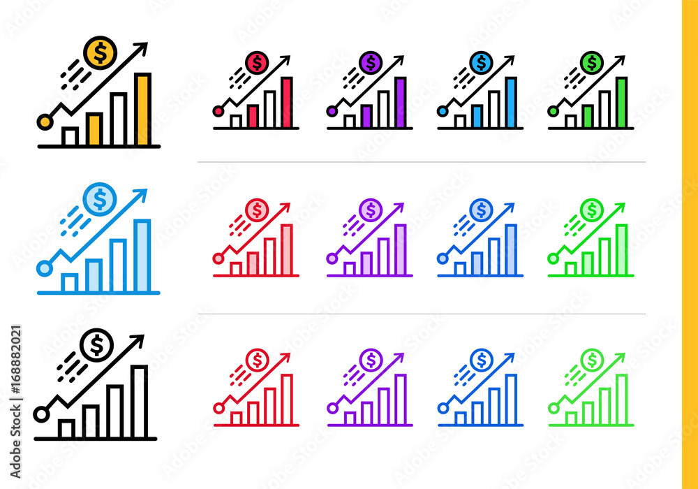 Poster unique linear icons with different color. suitable for banners and other types of design