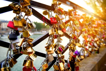  Locks of love on bridge in Paris © Givaga
