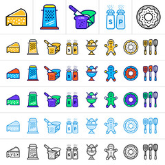 Unique linear icons with different color. Suitable for banners and other types of design