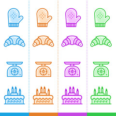 Fototapeta na wymiar Set of line icons with different colors. High quality modern pictogram