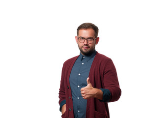 Fototapeta premium Business man showing thumbs up