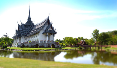 Fototapeta na wymiar Sanphet Prasat Palace , Famous Buddhist temple in Thailand