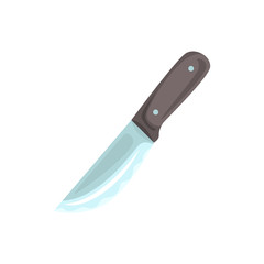 Kitchen knife with black handle cartoon vector Illustration