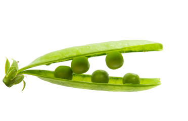 Green fresh peas isolated