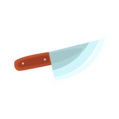 Chef knife with wooden handle, kitchen utensil cartoon vector Illustration