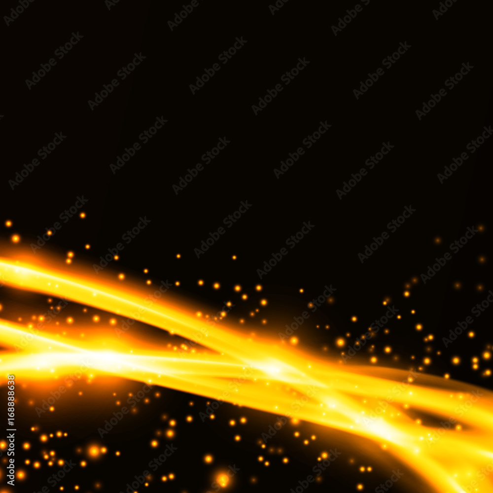 Wall mural soft bright futuristic sparkling shimmering smooth lines. abstract golden border frame element. easy