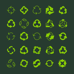 Recycling ecology thin line vector icon set.