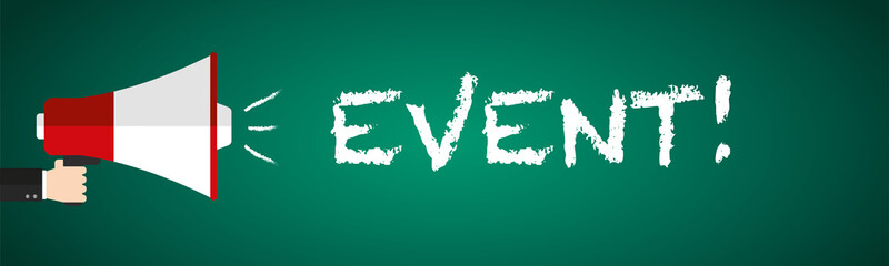 Event! Tafel mit Megafon - Vektor - Flat Design