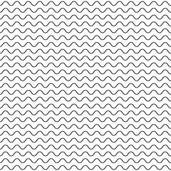 Thin wavy lines seamless vector pattern. Black and white fine curvy background.