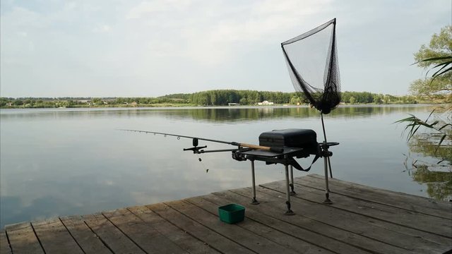 Fishing equipment on pond