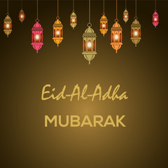 Islamic Festival of Sacrifice, Eid Al Adha Mubarak Greeting Card. Vector background