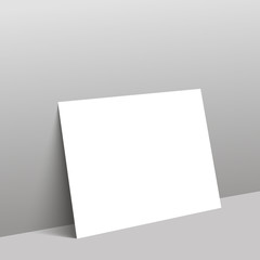 White sheet leaning against a grey wall. Vector illustration. Mock up