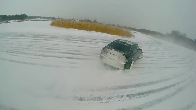 Black car drift on ice HD