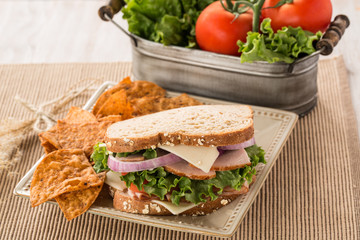 Delicious Turkey Ham and Swiss Cheese Sandwich Lunch