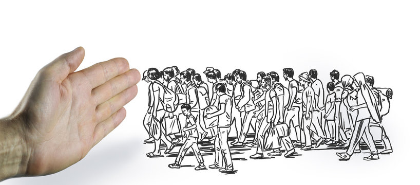 Fl&uuml;chtlinge vor der Grenze