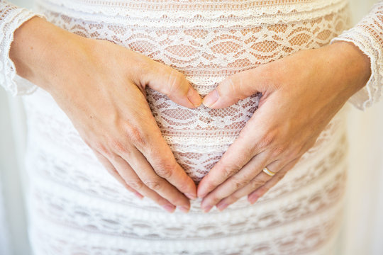 Closeup of a pregnant belly