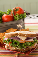 Healthy Food Sandwich Turkey Ham on Wheat Bread