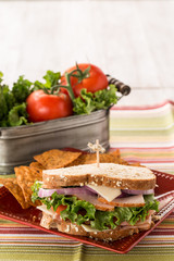 Turkey Ham Healthy Lunch Sandwich With Vegetables