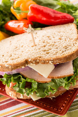 Close Up Healthy Lunch Sandwich With Peppers