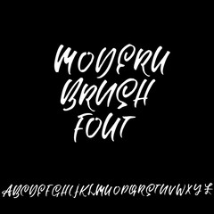 Hand drawn dry brush font. Modern brush lettering. Grunge style alphabet. Vector illustration.