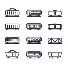 Cargo Wagon Train Container Minimalistic Flat Line Icon Pictogram Vector