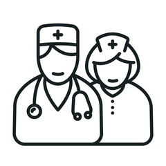 Doctor and Nurse Minimalistic Black flat line icon