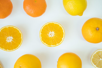orange with half of orange isolated on the white background