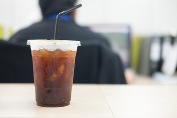 Iced black coffee americano