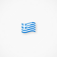 Obraz premium Shiny glossy small waving flag of Greece vector icon 