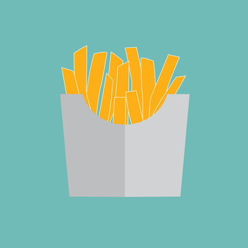 french fries in a paper box- vector illustration