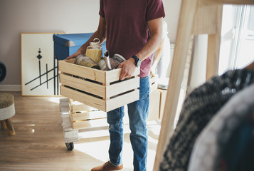 Man Holding Box for Moving Out
