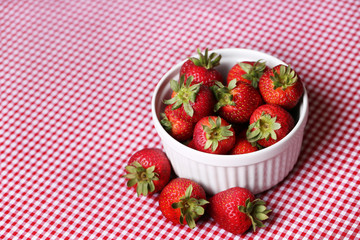 Fresh Strawberries In White Bowl From Above