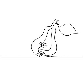 Stylized drawing of pear. Continuous thin line drawing. Vector illustration