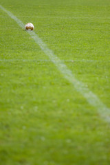 Ball on football field before kick-off