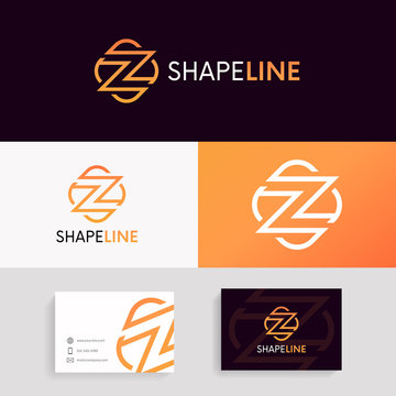Clean Z letter linear rhombus icon sign company logo vector design.