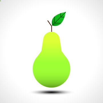Green pear isolated on white background. Vector illustration