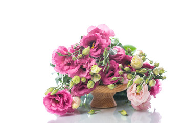 Beautiful bouquet of pink lisianthus flowers